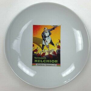 Pottery‎ Barn Vintage Poster Cocktail Plate Rare 2002 8'' Vermouth Melchior